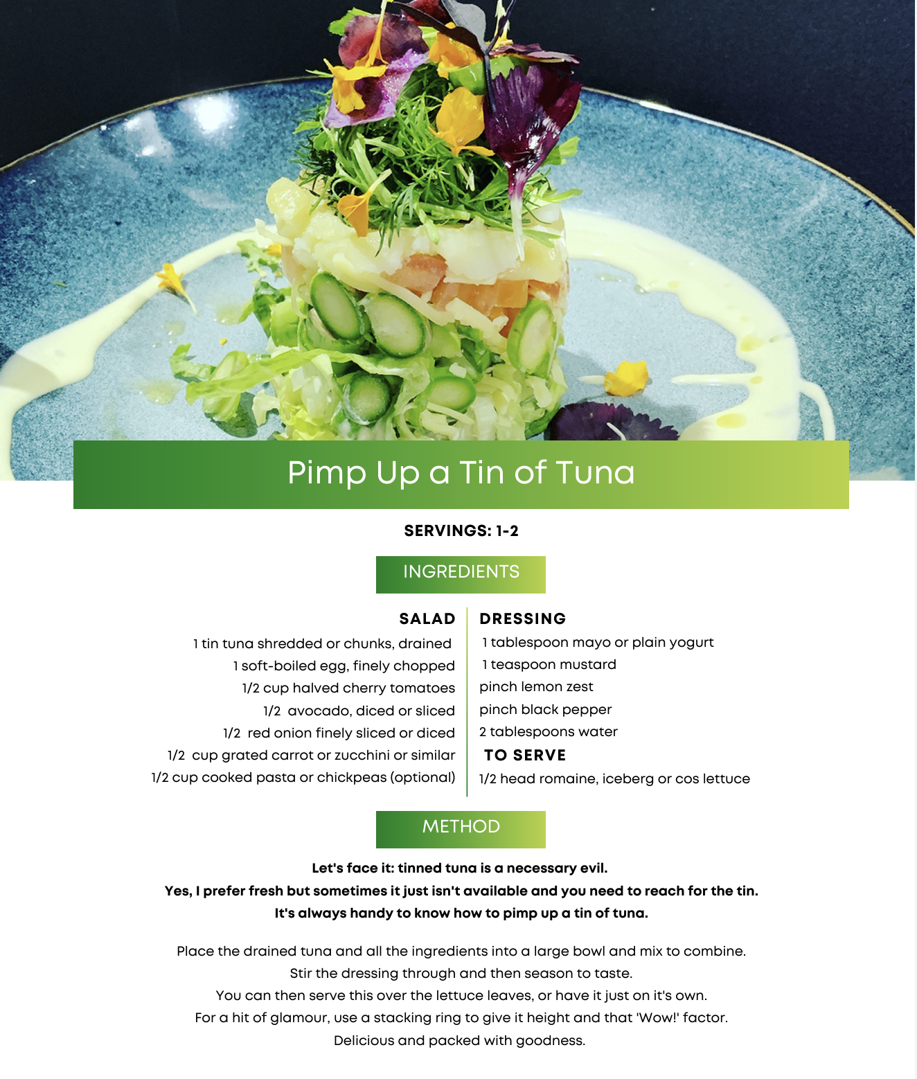 Pimp up a tin of tuna...grab this recipe for yourself! - Chef Mel The Happy Chef