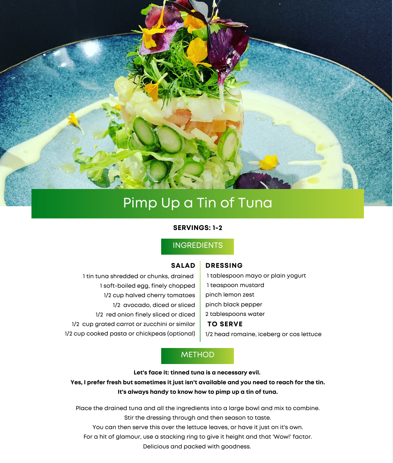 Pimp up a tin of tuna...grab this recipe for yourself! - Chef Mel The Happy Chef