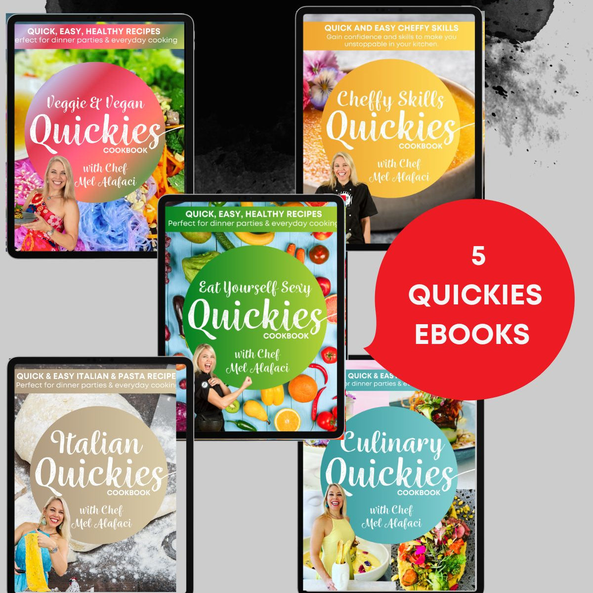Promotional image for Happy Foodies Special Bundles with quickie ebooks displayed.